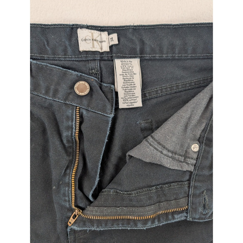 Vintage Calvin Klein Jeans Mens 34 Black Straight Leg 100% Cotton Denim Jeans - Picture 9 of 10